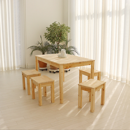 4인 넓은 거실 식탁 테네로 1200x750 고무나무 도장 원목 홈카페 테이블