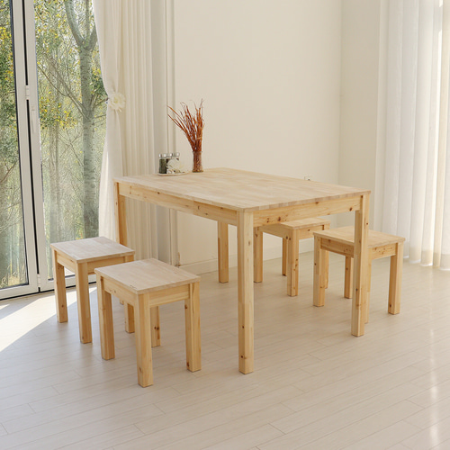 4인 넓은 주방 식탁 테네로 1200x750 고무나무 원목 거실 홈카페 테이블